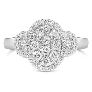 Haus of Brilliance 10K White Gold 1.0 Ct Diamond Oval Art Deco Ring Sz 7.5